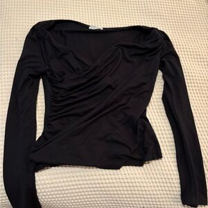 Reformation top with rouching and scoop neck